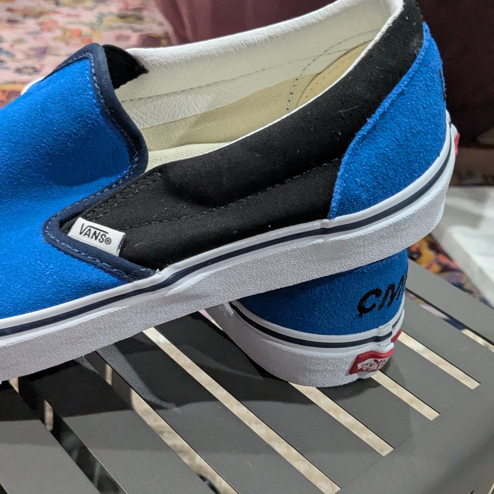 Vans Royal Blue and Black Slip-On Sneakers - Picture 4 of 5